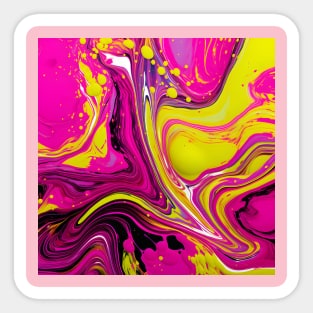 Lime Green and Pink Flow Art Sticker